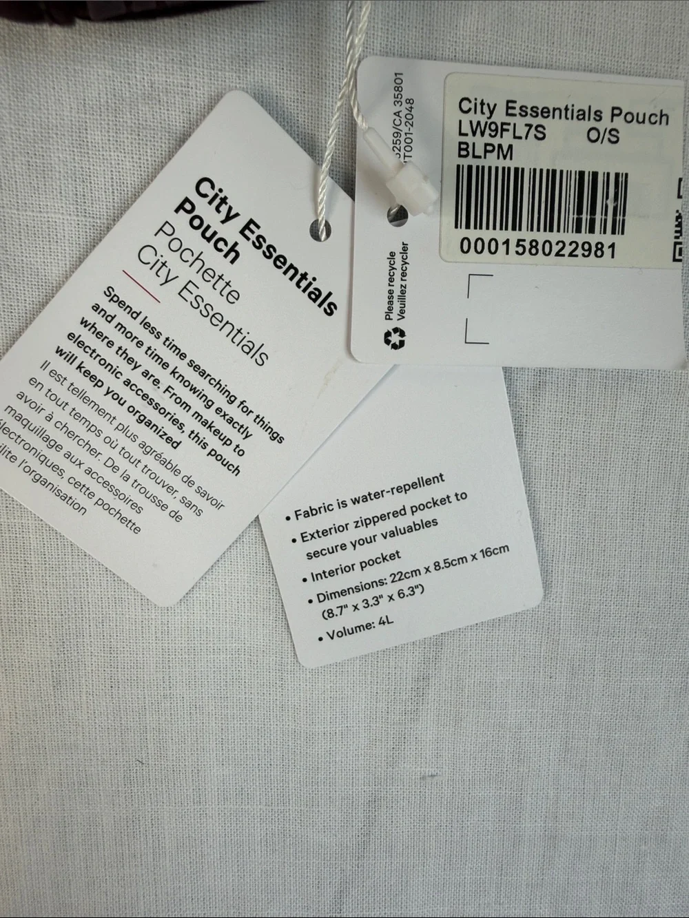NWT New LULULEMON City Essentials Pouch 4L Black Plum